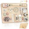 Joyreal Grande Busy Board - Pannello Sensoriale Bambini Montessori Legno Tavola Sensoriale Giochi Montessori con Carillon Specchio Neonati Giochi Educativi Regalo
