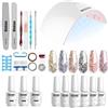 Vishine - Kit completo per smalto semipermanente, lampada LED 36 W, 6 flaconi di smalto gel, top base, completo per manicure, accessori per nail art C026