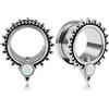 Vankula Dilatatori Lobo Double Flared tunnel dilatatore orecchie Opale in Acciaio inossidabile lobi piercing espansori Gioielli Uomo Donna 19mm(3/4) Argento