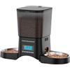 HoneyGuaridan Distributore Automatico Cibo Gatti con 2 Ciotole in Acciaio Inox, 4 Piedini Antiscivolo, Stabilità, 3.5L Distributore Automatico per Gatti e Cani, 6 Pasti al Giorno e Controllo del Timer