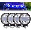 NWpangu 4pcs Faro di Lavoro Trattore 4.5'' Lampada da lavoro a LED Giallo Ciao, DRL Angel Eye Proiettore a LED Fendinebbia Fuori strada alla barca del camion SUV ATV 4x4.