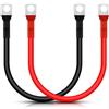 Guangyu 2 cavi batteria da 50 cm, 16 mm²/5 AWG, cavo di collegamento per batteria da 12 V, con morsetti ad anello M10, cavo di avviamento, in rame, per auto, camion, moto, energia solare