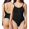 BRABIC - Body modellante da donna, senza cuciture, contenitivo, a compressione, top, nero, Small