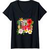 Family Heritage Gifts Donna Fiori di Maui Word Art - Souvenir dell'isola Hawaiana Maglietta con Collo a V