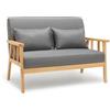 Mondeer Divano 2 Posti,Poltrona da Due Persone Struttura in legno massiccio Lino Vintage per Camera da letto Lobby Salotto Ufficio (Grigio Scuro)