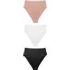 NEXT Donne Confezione da 3 Slip Comodi e sgambati a Vita Alta Che Non segnano Nero/Bianco/Pralina Nude 40
