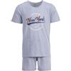 Henry Terre Pigiama da uomo Shorty Paul New York, set M-5XL, in cotone, pantaloncini e maniche corte, design sportivo, grigio chiaro, 4XL