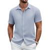 COOFANDY Camicia a nido d'ape, da uomo, a maniche corte, vestibilità normale, per il tempo libero, estiva, casual, da spiaggia, tinta unita, verde chiaro, S