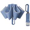 Meichoon Ombrello da viaggio portatile, grande, per 2-3 persone, pieghevole, design intelligente con gancio rotante e striscia riflettente, nanotech, impermeabile, antivento