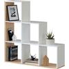 Habitdesign Libreria, soggiorno, sala da pranzo, ufficio, modello Lua, finitura bianca Artik e Rovere Canadian, dimensioni: 110 cm (altezza) x 108 cm (larghezza) x 28 cm (fondo)