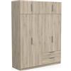 Demeyere Armadio Guardaroba Moderno con 8 Ante e 5 Ripiani a 2 Cassetti, Colore Rovere Kronberg, 157.3 x 51.1 x 203 cm, Legno Ingegnerizzato