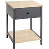 HAKU Tavolino con cassetto antracite rovere naturale metallo pannello truciolare tavolino da salotto tavolino da divano con cassetto - Dimensioni: L 40 x A 55 x P 40 cm Stile: Moderno