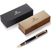 KEYZOR Black & Gold Penna a sfera di alta qualità, con dettagli in oro 24 carati, set di scrittura da ufficio, bel regalo professionale