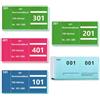 BEIMEIII 5 raccoglitori con numeri doppi da 1 a 500 numeri, 3 colori, 5 x 10 cm, tastierino numerico Tombola, blocco numerico doppio, blu, verde, rosa