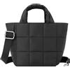 Kaempe Puffer Tote Bag per donne, mini borsa tote trapuntata con cerniera, piccola borsa a tracolla a spalla gonfia, Nero , 18x19x14.5cm