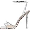 Meinabsatz Sandali da donna con cinghia, con tacco alto, con brillantini, argento, 38 EU