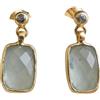 Sophia Rose Orecchini artigianali in acquamarina e diamante Argento sterling dorato Eleganti, unici Lunghezza 2,1 cm