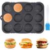 BlyeMichdi Stampo per Pane Hamburger,12 Griglie Stampo per Hamburger in Silicone, Teglia Antiaderente Teglia Forata Per Panini, Stampo per Hamburger Riutilizzabile con Pennello per Hamburger, Muffin