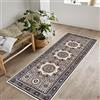 artyrugs Tappeto Lavabile in Lavatrice, 60x240cm, 75% Cotone Riciclato, Pelo Corto, Fondo Antiscivolo, Tappeti per Camera da Letto, Cucina, Corridoio, Ufficio, Corridoio, Beige & Blu Indaco