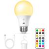 BOBOPAI Lampada ricaricabile a batteria USB C con telecomando, lampadina intelligente E27 RGB, 9 + 3 temperature di colore, lampadine LED dimmerabili con funzione di timer, 2600 mAh, 8 W, A19, confezione da 1