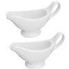 Angoily Set di 2 salsiere in porcellana bianca da 110 ml, con manico, per salse, condimenti per insalata, brodo di latte, crema, succo di formaggio, salse