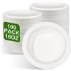 greensight 100 ciotole di carta usa e getta, 470 ml, di canna da zucchero, usa e getta, per zuppe, per feste biologiche, rotonde, bianche, compostabili, piatti usa e getta profondi