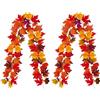 Perechges 2 Pezzi Artificiale Ghirlanda Autunnale, 173 cm Acero Ghirlande Autunnali Decorazioni Vite Appesa Finta Foglie Autunnali per Casa Giardino Muro Caminetto Decorazioni Autunno