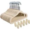 Finnhomy Grucce antiscivolo per neonati e bambini, confezione da 30 grucce in velluto con 10 clip per dita, beige