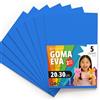 OFITURIA Fogli di Gomma Eva Colorata per Lavoretti Creativi, Fai-da-te, Progetti Scolastici, Scrapbooking, Decorazioni Artistiche e Biglietti 20x30cm (Blu Chiaro, 5 pz)