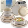 SÄNGER Rio - Servizio da tavola da 18 pezzi, in gres porcellanato, 6 piatti, 6 piatti piani, 6 piatti da dessert, 6 ciotole e ciotole, grigio | Value Collection