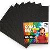 OFITURIA Fogli di Gomma Eva Glitterata per Lavoretti Creativi, Progetti Scolastici, Scrapbooking e Decorazioni Artistiche 40x30cm (Nero Glitterato, 20 pz)