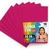 OFITURIA Fogli di Gomma Eva Colorata per Lavoretti Creativi, Fai-da-te, Progetti Scolastici, Scrapbooking, Decorazioni Artistiche e Biglietti 20x30cm (Fucsia, 10 pz)