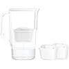 Wessper Aqua Max Basic - Caraffa filtrante per acqua da 2,8 l, compatibile con Brita Maxtra, sistema di filtraggio dell'acqua per ridurre il calcare, cloro, con 2 cartucce filtro dell'acqua - Blanco