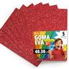 OFITURIA Fogli di Gomma Eva Glitterata per Lavoretti Creativi, Progetti Scolastici, Scrapbooking e Decorazioni Artistiche 40x30cm (Rosso Glitterato, 5 pz)