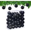 Relaxdays Palline di Natale, Set 50 Palle Albero, Addobbi Natalizi, ∅ 6 cm, in Plastica Opaca, Lucida, Glitter, Nero