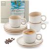 Sänger Rio Creme | Set di 8 tazze da caffè per 4 persone, tazze da caffè e moca, antigraffio, lavabili in lavastoviglie, adatte al microonde, 4 tazze e 4 piattini color crema da 80 ml | Value