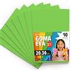 OFITURIA Fogli di Gomma Eva Colorata per Lavoretti Creativi, Fai-da-te, Progetti Scolastici, Scrapbooking, Decorazioni Artistiche e Biglietti 20x30cm (Verde Chiaro, 10 pz)