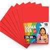 OFITURIA Fogli di Gomma Eva Colorata per Lavoretti Creativi, Fai-da-te, Progetti Scolastici, Scrapbooking, Decorazioni Artistiche e Biglietti 20x30cm (Rosso, 10 pz)