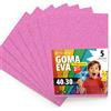OFITURIA Fogli di Gomma Eva Glitterata per Lavoretti Creativi, Progetti Scolastici, Scrapbooking e Decorazioni Artistiche 40x30cm (Rosa Glitterato, 5 pz)
