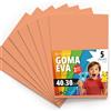OFITURIA Fogli di Gomma Eva Colorata per Lavoretti Creativi, Fai-da-te, Progetti Scolastici, Scrapbooking, Decorazioni Artistiche e Biglietti 40x30cm (Pesca, 5 pz)
