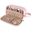 Prokva Custodia Organizer per Smalti, Capacità 12 Flaconi (15 ml), Rosa | Scomparto Organizer per Strumenti, Finestra Trasparente, Ampia Maniglia