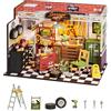 Rolife Casa delle Bambole in Legno Garage Officina Miniatura Kit Fai da Te per Costruzione di Case delle Bambole con Luci LED, Regalo di Natale e Compleanno per Bambini e Adulti