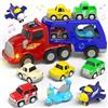 usrela Giocattoli per Bambini di 3 4 5 Anni Ragazzi e Ragazze, Auto Camion Giocattolo con 6 Auto Giocattolo, 7 in 1 Trasportatore Con Luce e Musica, Regalo per Giocattoli Compleanno Natale
