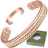 Wollet Bracciale in rame per uomo, bracciale da uomo, bracciale magnetico in tessuto con 18 potenti magneti all'interno, con confezione regalo (CPB-2805 x 18)