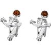 AMBEDORA, Gemelli d'argento da uomo ad ancora con ambra cognac rotonda, set regalo