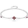 PHNIBIRD Bracciale Donna in Argento Sterling 925 con Granato di nascita trefle a 4 foglie ciondolo Doppio Strato Bracciale Donna regalo per mamma moglie figlia