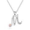 Mesovor Collane in Argento Sterling 925 per Donna, Delicata Collana con Nome Iniziale e Cuore in Oro Rosa, Regali di Gioielli per Fmiglia, Madre, Sorella, Figlia, Moglie (Lettera-M)