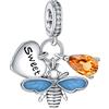 LaMenars Honey Bee Charm for 925 Argento Sterling per Bracciali delle donne e collane Pendente Pendente per il giorno di Natale San Valentino Festa della mamma Regali per le ragazze