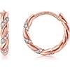 PHNIBIRD Orecchini a Cerchio di Intrecciati con Zirconia Ipoallergenico Petit Rosegold Orecchini da Donna per Leggeri e Delicati Adatto Per l'uso Quotidiano