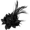 PATIKIL Fermaglio Per Capelli Floreale, 1 Pcs Elegante Spilla Per Cappello Fiore Piuma Seta Matrimonio Feste Ballo Banchetto Accessori Camelia Abito Da Donna Completo, Nero